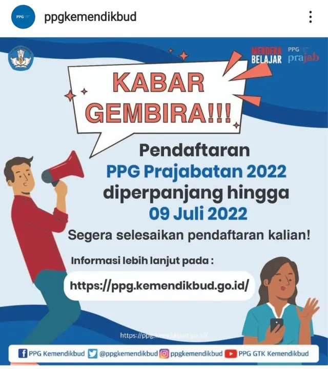 Perpanjangan Pendaftaran PPG Prajabatan Tahun 2022