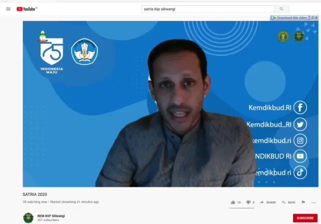 Mendikbud Sampaikan Sambutan Pada Satria IKIP Siliwangi 2020