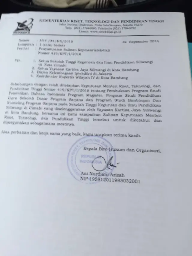 Izin Program Studi PGSD, Bimbingan Konseling dan S2 Bahasa Indonesia telah Turun