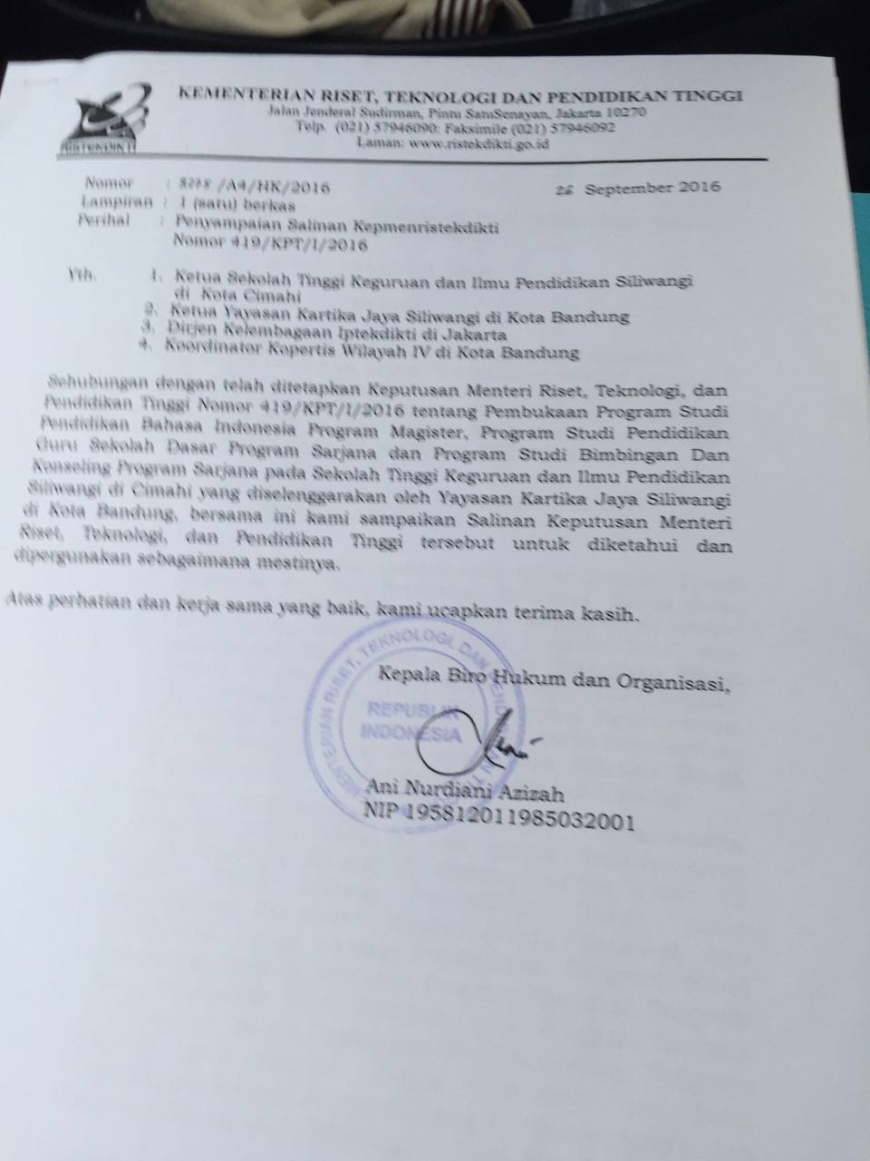 Izin Program Studi PGSD, Bimbingan Konseling dan S2 Bahasa Indonesia telah Turun