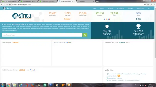 STKIP Siliwangi masuk dalam TOP 200 AFFILIATIONS Perguruan Tinggi versi SINTA