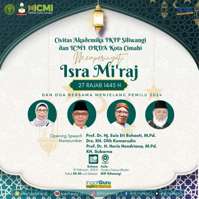 Bersama ICMI ORDA Cimahi, IKIP Siliwangi Peringati Isra Miraj dan Doa Bersama Menjelang Pemilu
